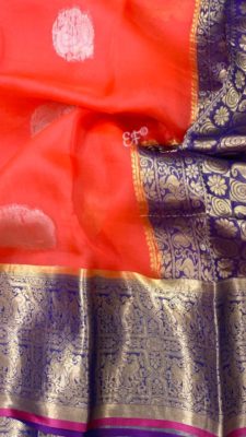 Fancy shades of organza sarees with blouse. (25)