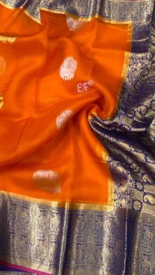 Fancy shades of organza sarees with blouse. (26)