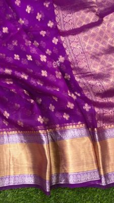 Fancy shades of organza sarees with blouse. (3)