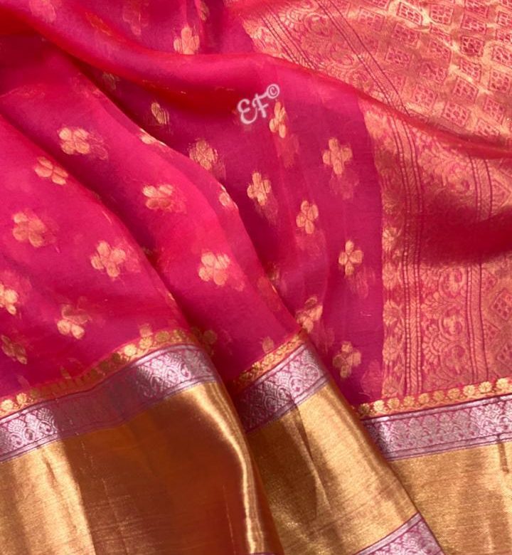 Fancy shades of organza sarees with blouse. (4)