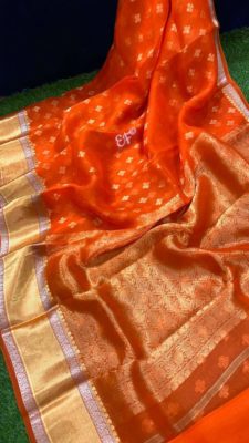 Fancy shades of organza sarees with blouse. (6)