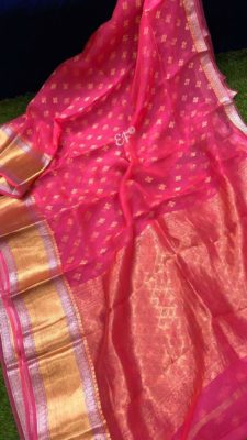 Fancy shades of organza sarees with blouse. (7)