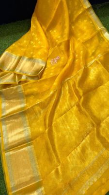 Fancy shades of organza sarees with blouse. (8)
