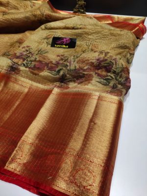 Floral design kanchi organza sarees with contrast blouse (11)