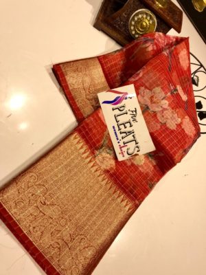 Kanchi organza floral printed sarees with border (10)