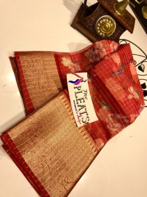 Kanchi organza floral printed sarees with border (7)