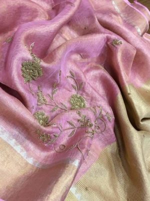 Latest embroidary tissue linen sarees (13)