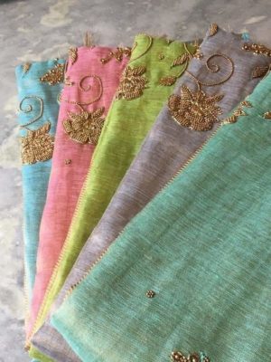 Latest embroidary tissue linen sarees (14)