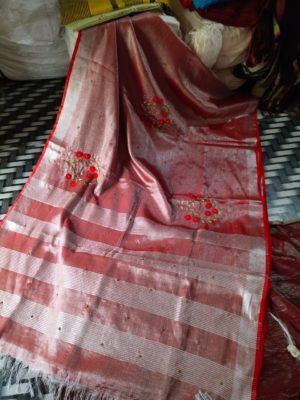 Latest embroidary tissue linen sarees (16)