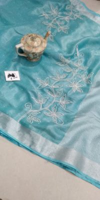 Latest embroidary tissue linen sarees (3)