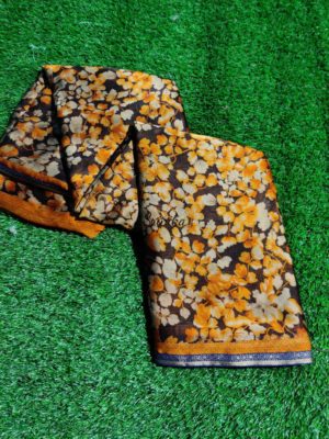 Latest floral chiffon sarees with border (2)