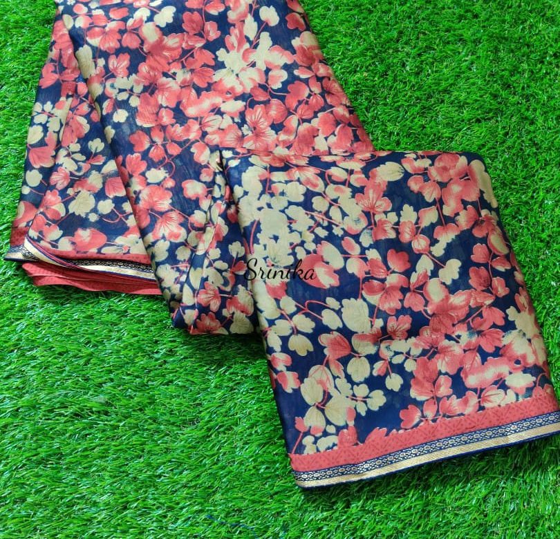 Latest floral chiffon sarees with border (7)