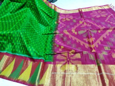 Latest ikkat sico sarees with border and blouse (10)