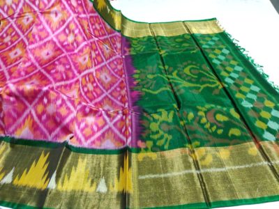 Latest ikkat sico sarees with border and blouse (11)