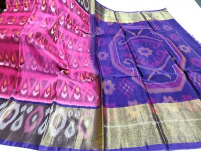 Latest ikkat sico sarees with border and blouse (12)