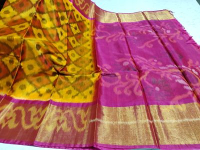 Latest ikkat sico sarees with border and blouse (14)