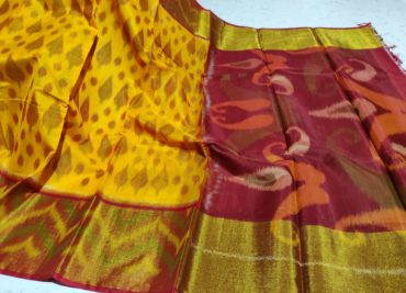 Latest ikkat sico sarees with border and blouse (16)