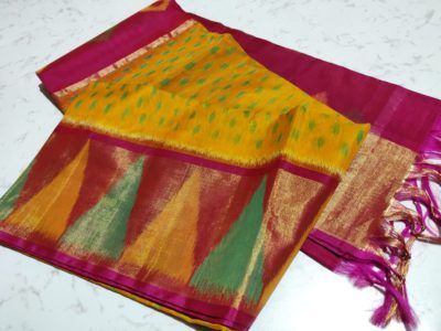 Latest ikkat sico sarees with border and blouse (19)