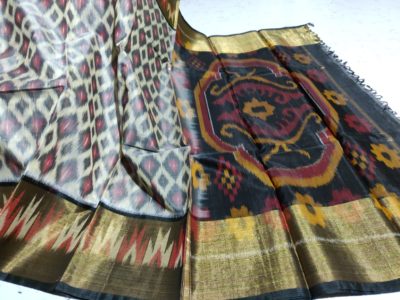 Latest ikkat sico sarees with border and blouse (20)