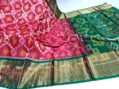 Latest ikkat sico sarees with border and blouse (4)