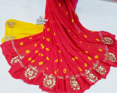 Latest pure georgette bandini print sarees (3)