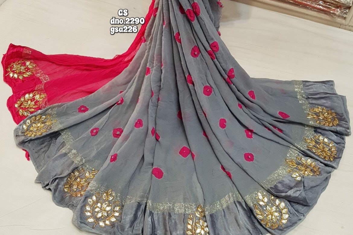Latest pure georgette bandini print sarees (8)