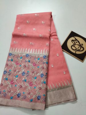 Pure banaras kora embroidary sarees (9)