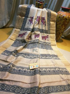 Pure ghachi tussar block printed sarees (10)