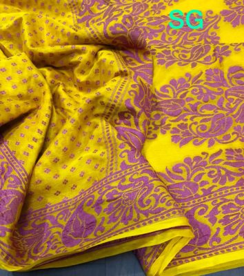 Pure handloom silk crepe sarees with blouse (3)