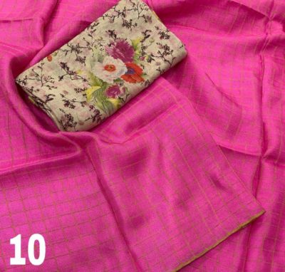 Pure jute checks silk sarees with designer blouse. (1)