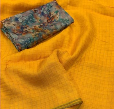 Pure jute checks silk sarees with designe