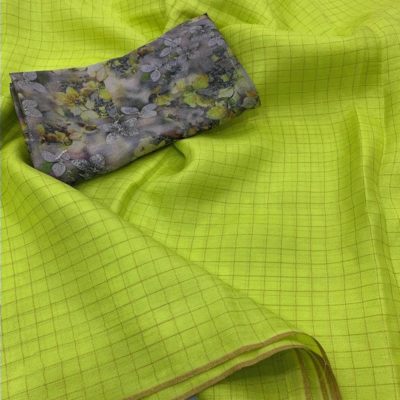 Pure jute checks silk sarees with designer blouse. (5)