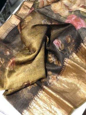 Pure organza checks digital printed sarees (6)