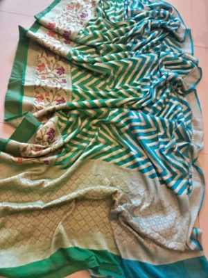 Semi chiffon silver weaving sarees withblouse (11)