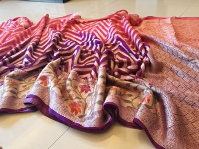 Semi chiffon silver weaving sarees withblouse (12)