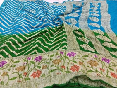 Semi chiffon silver weaving sarees with blouse (3)
