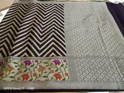 Semi chiffon silver weaving sarees with blouse (4)