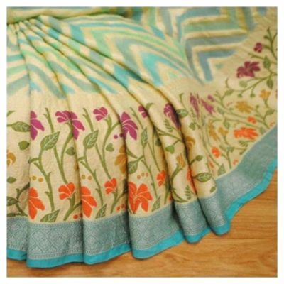 Semi chiffon silver weaving sarees with blouse (7)