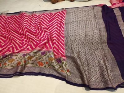 Semi chiffon silver weaving sarees with blouse (8)