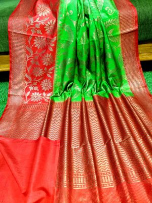 Semi silk dupion sarees with contrast border (1)