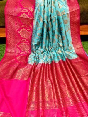 Semi silk dupion sarees with contrast border (10)