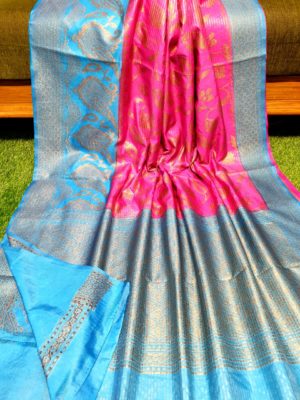 Semi silk dupion sarees with contrast border (11)
