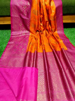 Semi silk dupion sarees with contrast border (13)
