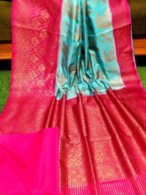 Semi silk dupion sarees with contrast border (16)