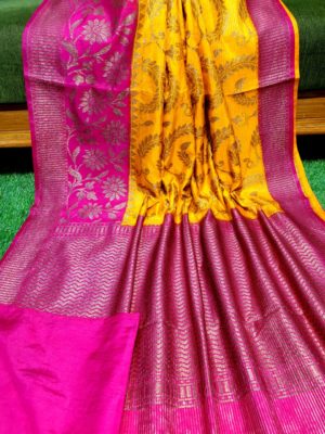 Semi silk dupion sarees with contrast border (17)