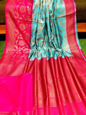 Semi silk dupion sarees with contrast border (18)
