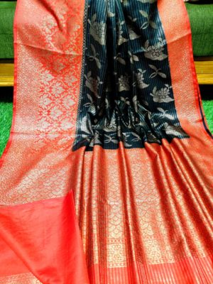 Semi silk dupion sarees with contrast border (19)