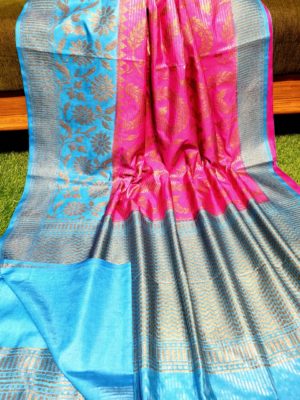 Semi silk dupion sarees with contrast border (2)
