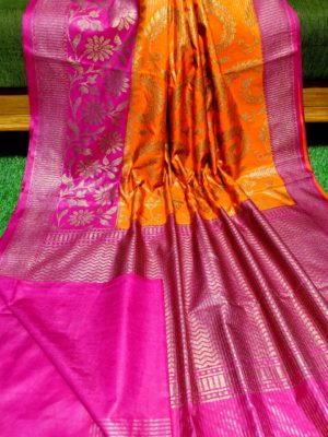 Semi silk dupion sarees with contrast border (20)