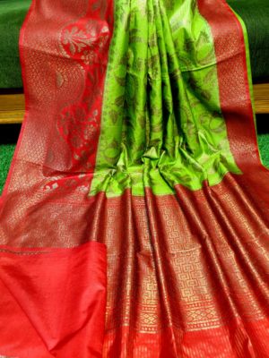 Semi silk dupion sarees with contrast border (22)